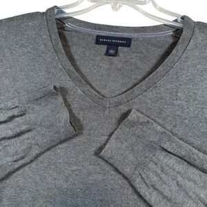 Banana Republic V-Neck Sweater Mens Large Grey Silk Cotton Cashmere Knit